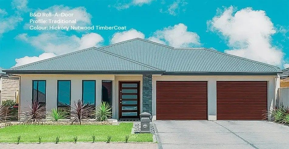 A Modern House with A Brown Garage Door — Gold Coast Door Centre In Burleigh Heads, QLD