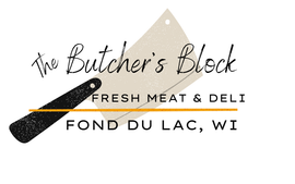 A logo for the butcher 's block fresh meat and deli