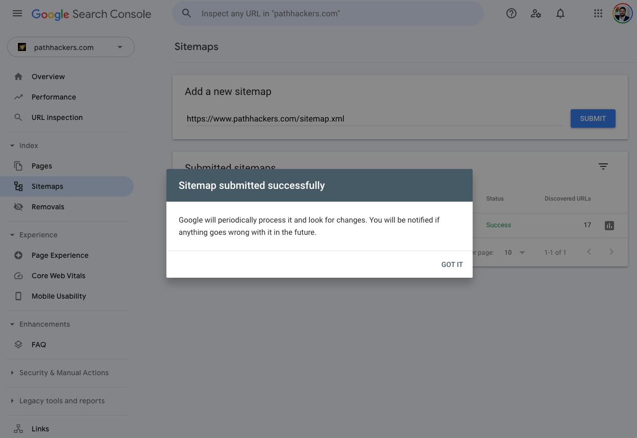 Google Search Console - Path Hackers