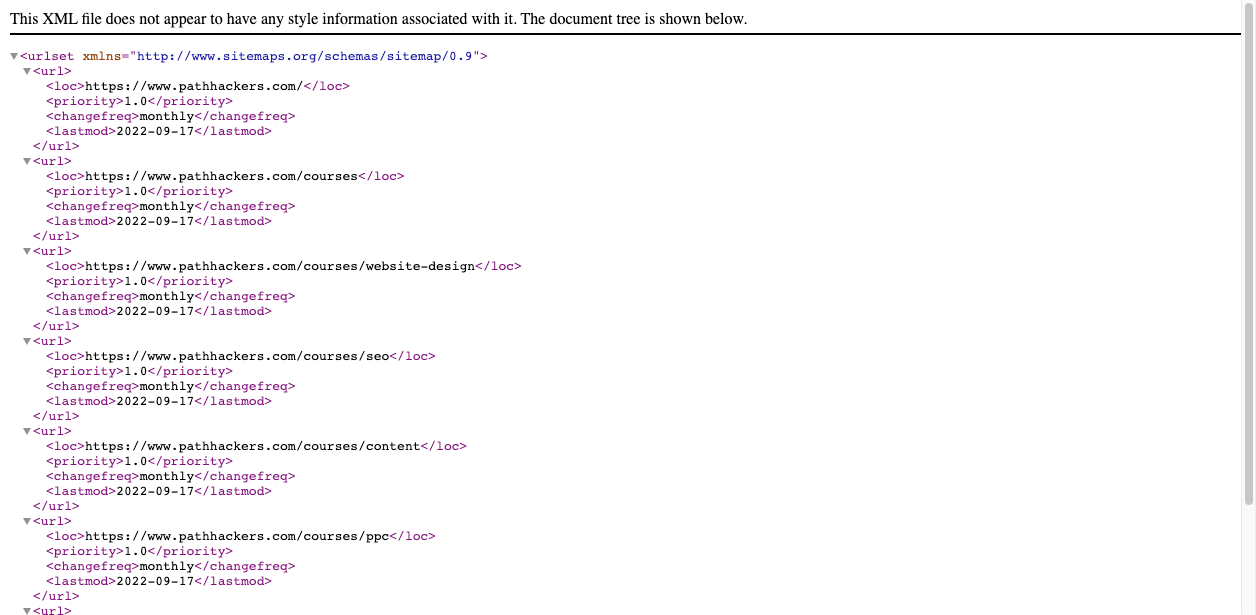 XML Sitemap- Path Hackers