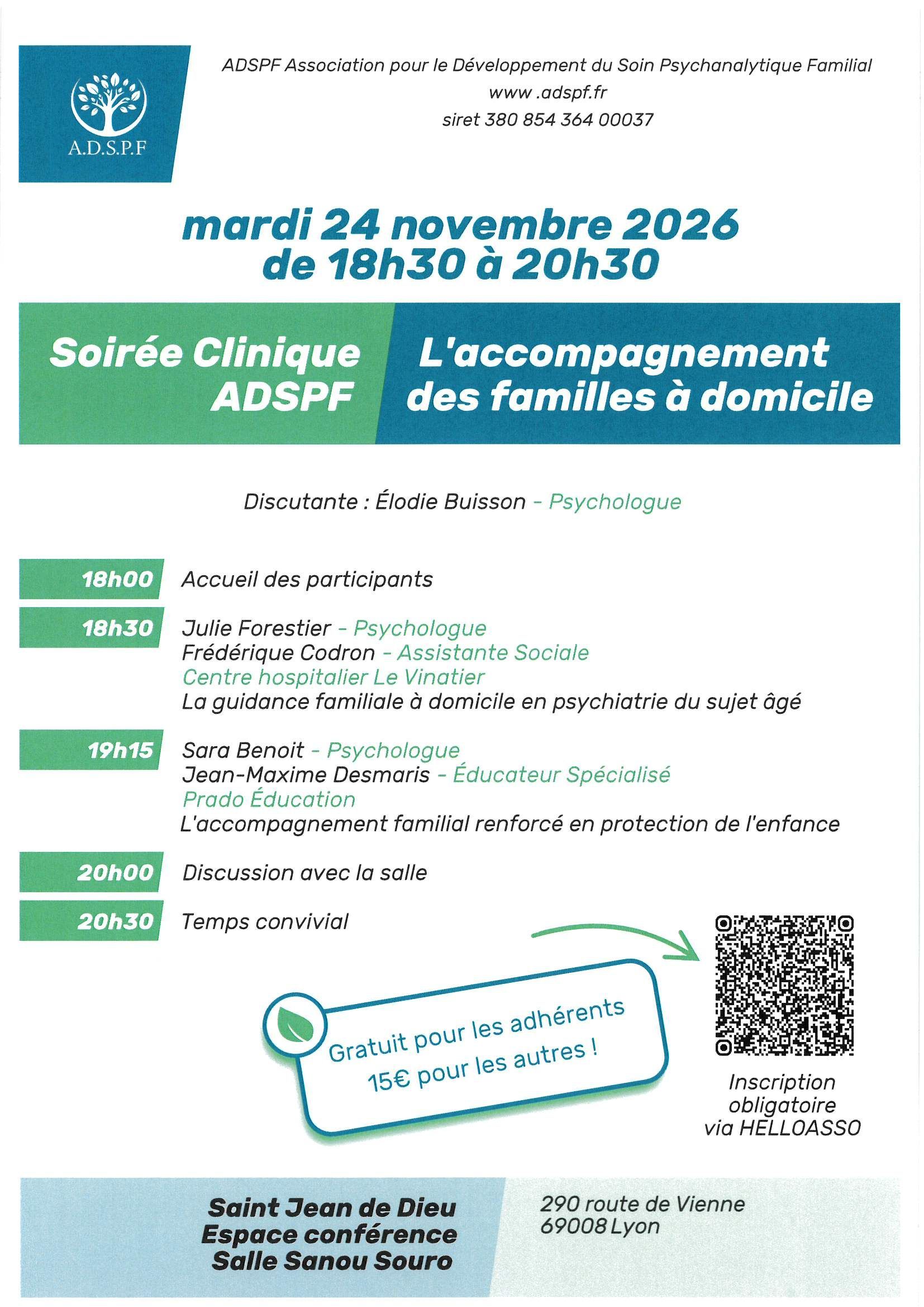 soirée clinique ADSPF : l'accompagnement des familles à domicile