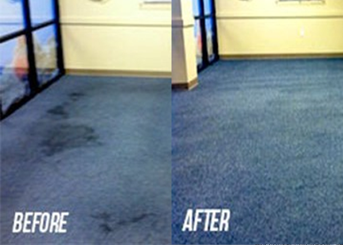 a before and after of Carpet restoration
