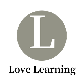 「L」標誌位於灰色圓圈內，「Love Learning」字樣上方