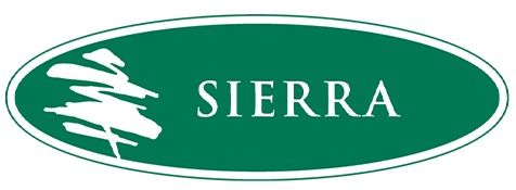 Sierra logo with a white tree design on a green oval. The word