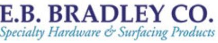 E.B. BRADLEY CO. logo with dark blue text and specialty hardware surfacing products underneath in a teal color.