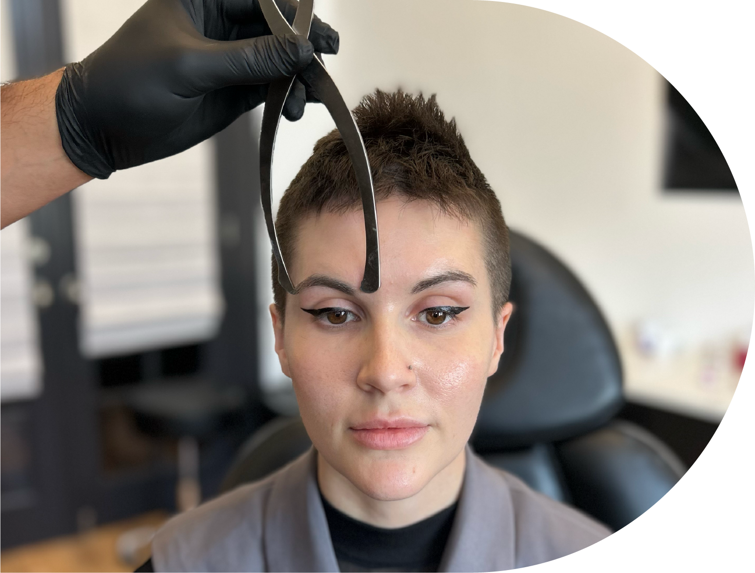 Facial caliper measurement for golden ratio analysis at Boston Beautox South Boston