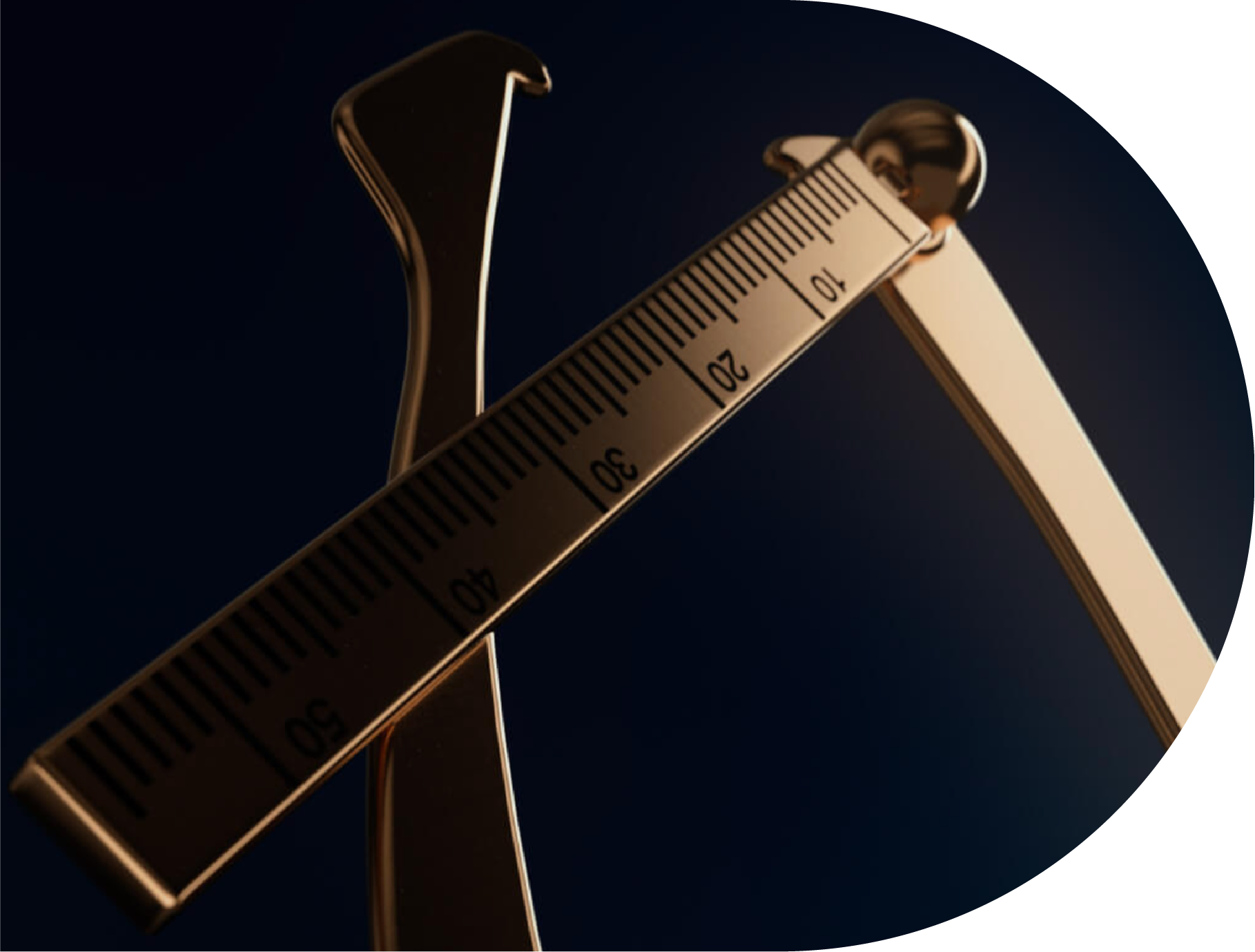Gold skinfold caliper measuring.