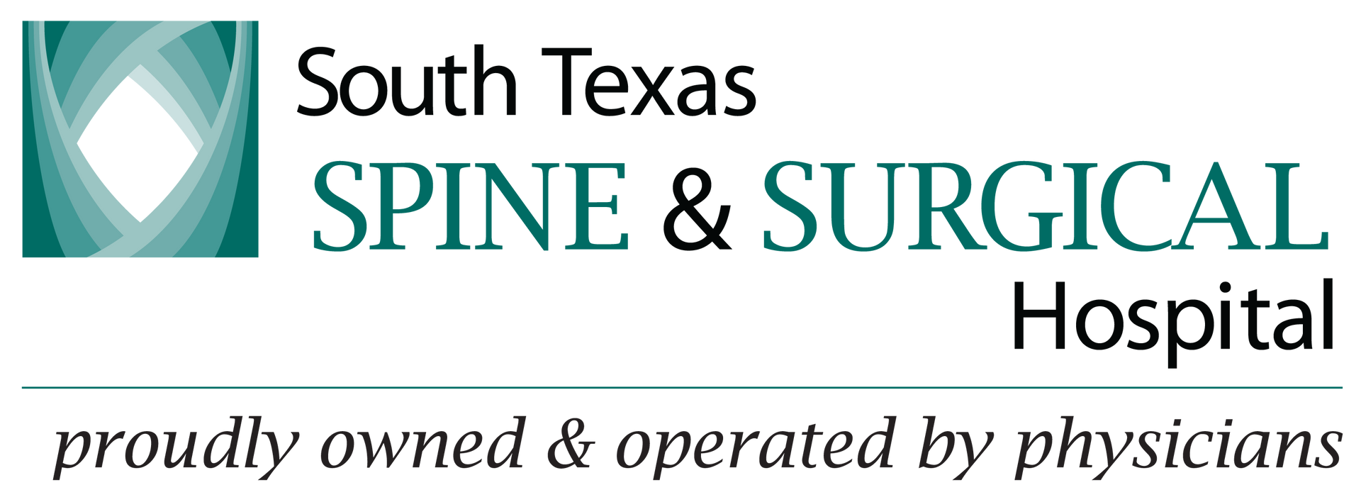 The logo for south texas spine and surgical hospital is proudly owned and operated by physicians.