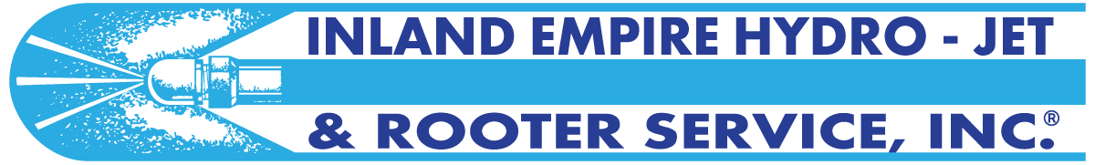 Inland Empire Hydro-Jet & Rooter Service, Inc. blue logo with pipe-cleaning graphic