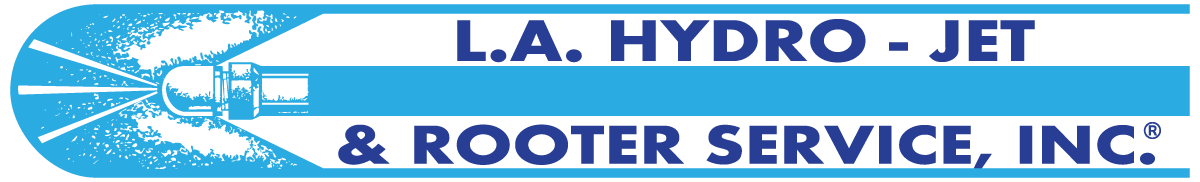 L.A. Hydro-Jet & Rooter Service, Inc. logo with blue water spray and pipe graphic