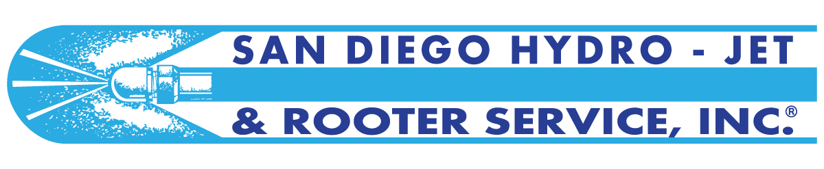 Logo for San Diego Hydro-Jet & Rooter Service, Inc. with a blue water jet graphic.