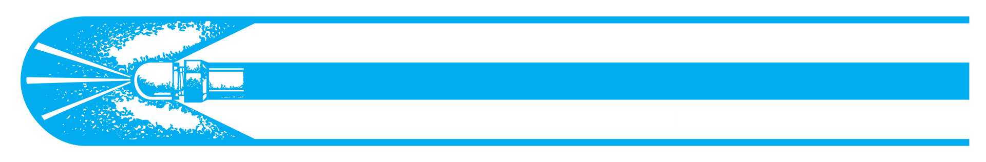 Blue banner with a white pen nib and starburst on the left, with horizontal blue lines on a white background