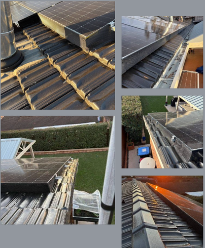 small collage of a leaf guard protection on a roof in the central coast