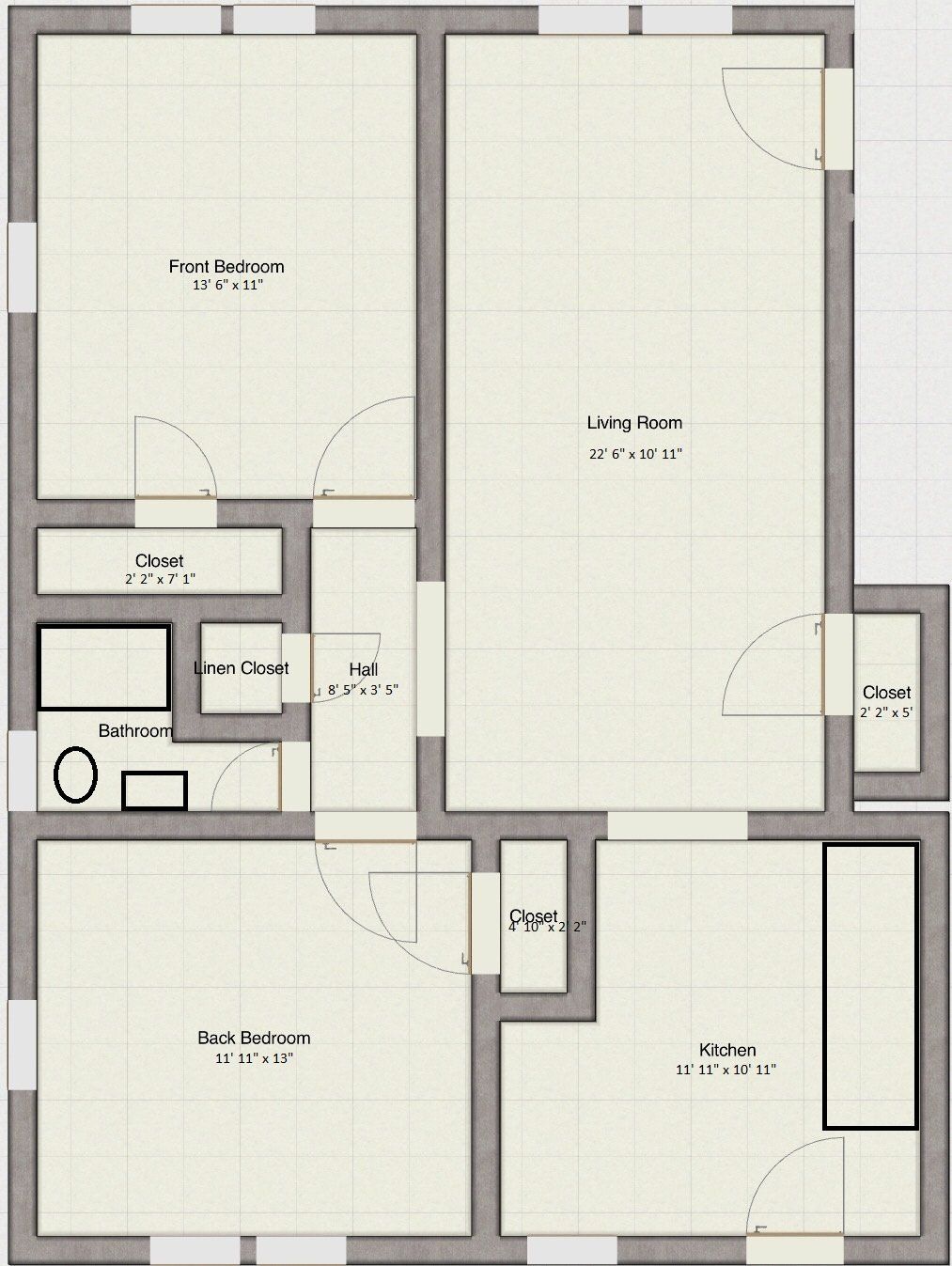 2 Bed, 1 Bath