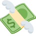 Green dollar bill with wings, suggesting money flying away.