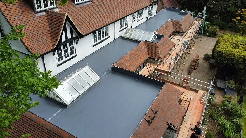 Fibreglass flat roof repair on a period property in Buckinghamshire