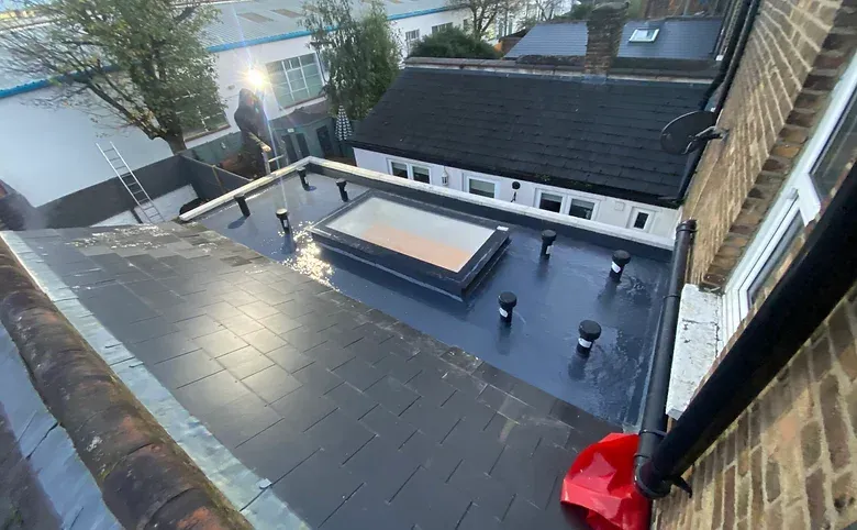 fibreglass roof after completion