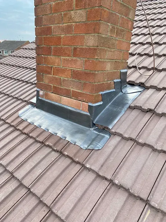 lead flashing around chimney on roof