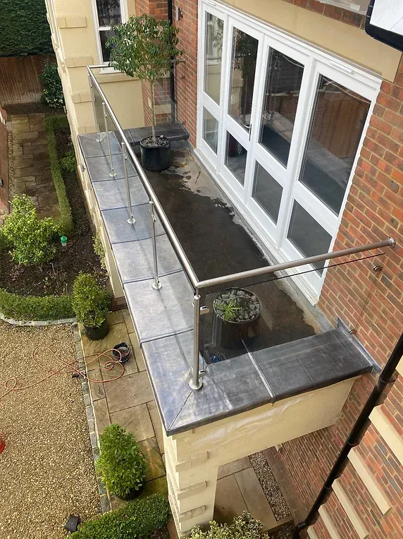 balcony with neat lead flashing