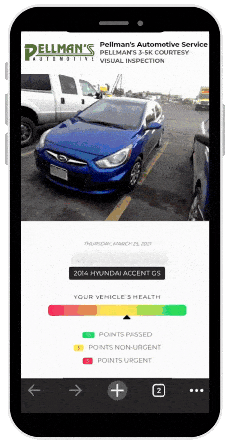 Visual inspection report on a phone.