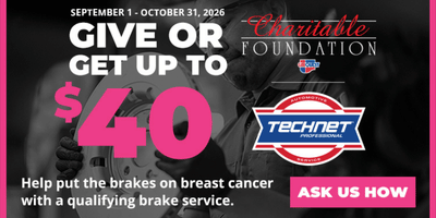 September 1-October 31, 2026 charity promo: Give or get up to $40 for breast cancer, with Technet logo