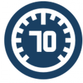 Blue circular speed limit sign with the number 10 in white