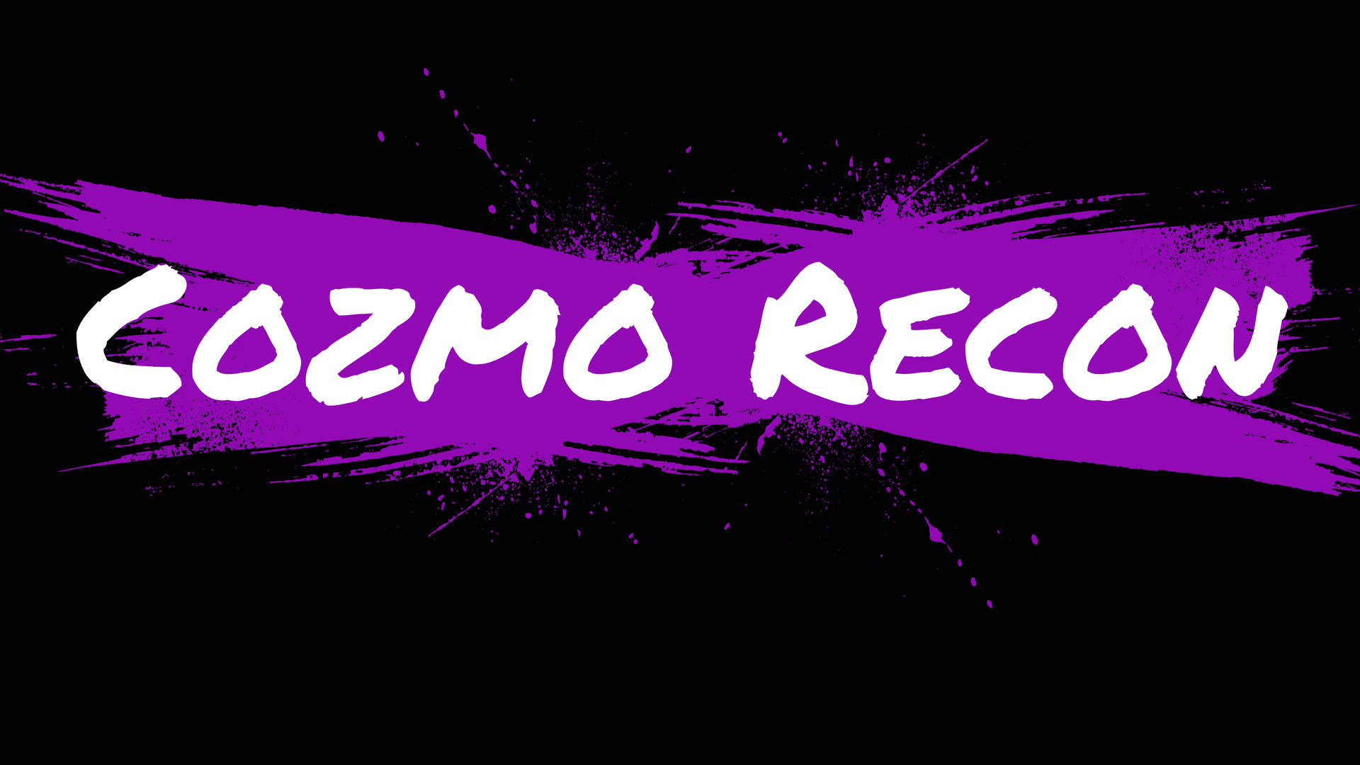 A purple brush stroke with the words cozmo recon written on it.