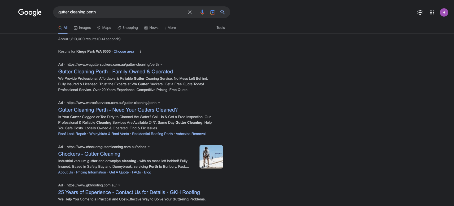Google Search Ad Example