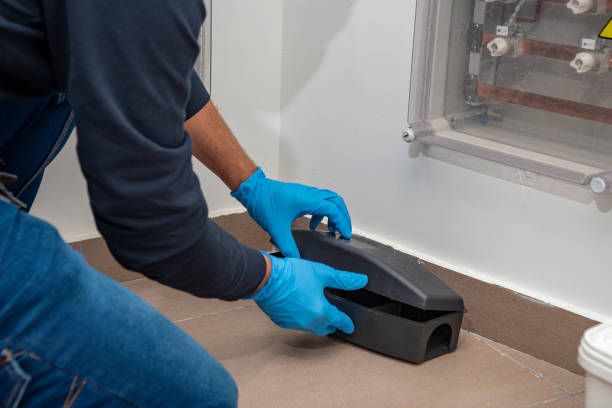 Professional preparing trap for rats mice for pest control
