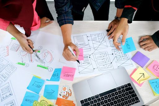 Team of employees working on a project