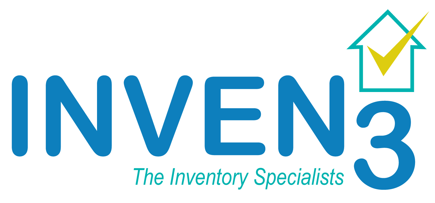INVEN3 logo with blue text and a house icon in teal and yellow, tagline “The Inventory Specialists” below
