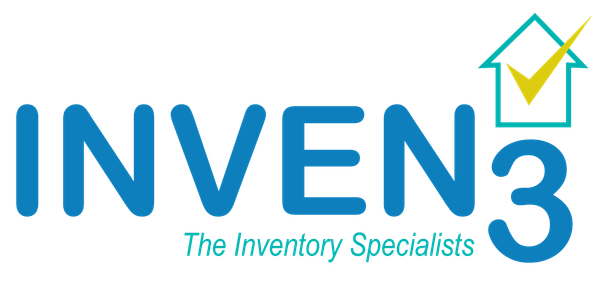 INVEN3 logo with blue text and a house icon in teal and yellow, tagline “The Inventory Specialists” below