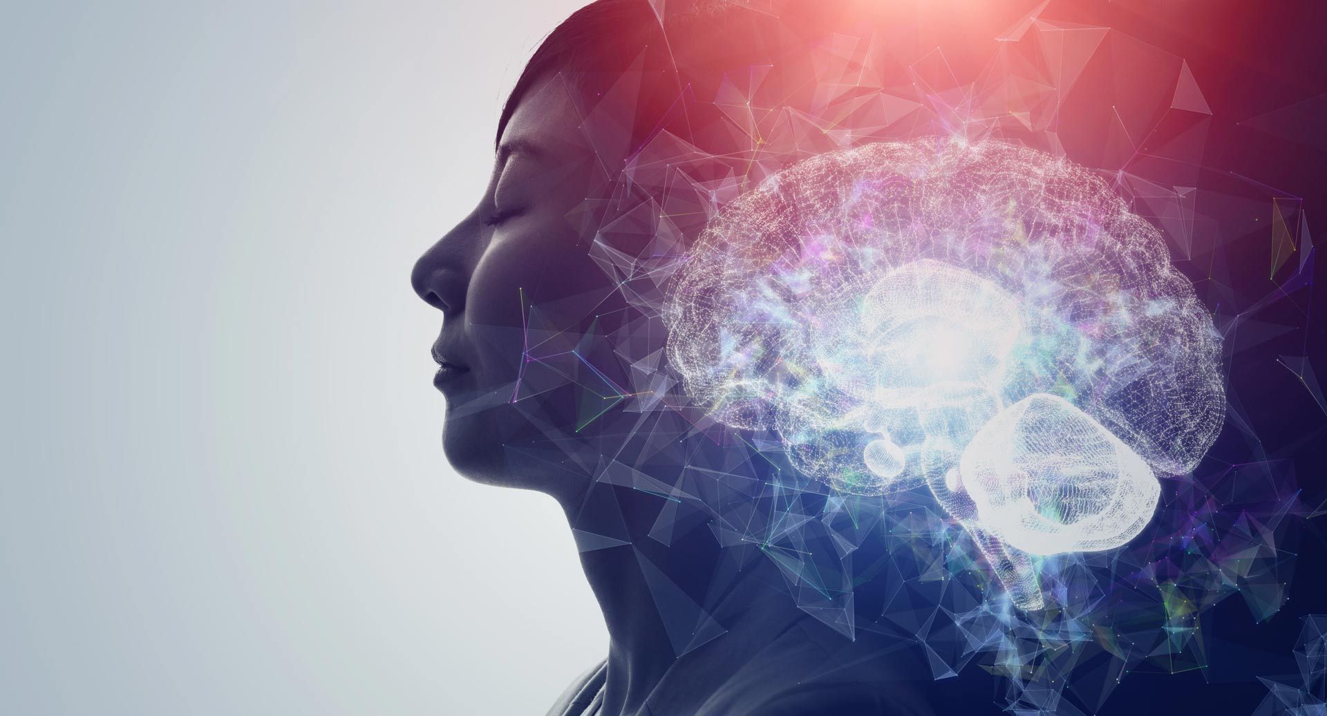 A silhouette of a woman with a brain in her head.