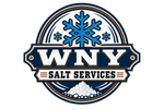 WNY Salt Services logo with blue snowflakes, circular badge, and a mound of salt