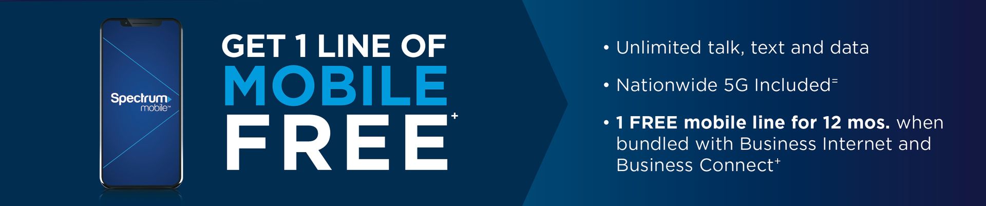 A blue sign that says get 1 line of mobile free