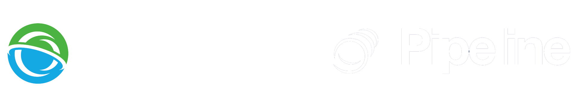 A blue and green logo on a white background.