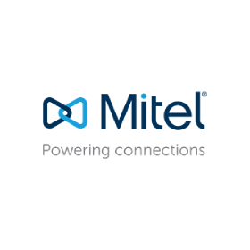 The mitel logo is shown on a white background.