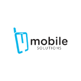 The logo for mobile solutions shows a cell phone with a antenna.