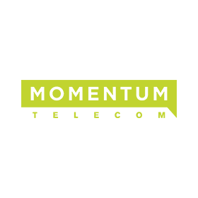 A green momentum telecom logo on a white background