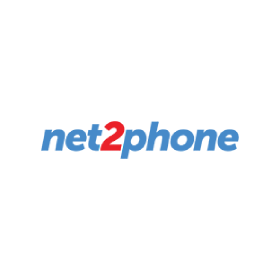 A blue and red logo for net2phone on a white background