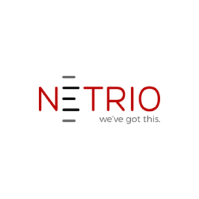A red and white logo for ne trio says we 've got this