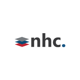 The nhc logo is stacked on top of each other on a white background.
