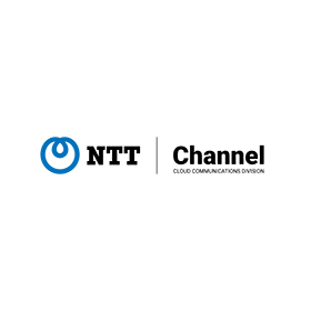 The ntt channel cloud communications division logo is on a white background.
