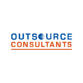 The logo for outsource consultants is blue and orange.