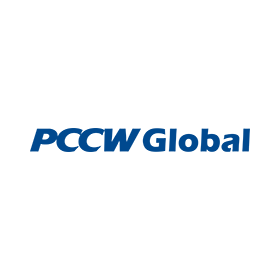 The pccw global logo is blue and white on a white background.