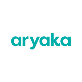 The logo for aryaka is blue and white on a white background.
