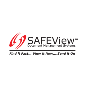 The logo for safeview document management systems says `` find it fast ... view it now ... send it on ''.