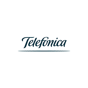 The logo for telefonica is on a white background.