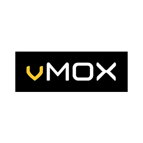 A black and yellow logo for umox on a white background.