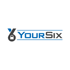 A blue and black logo for a company called your six